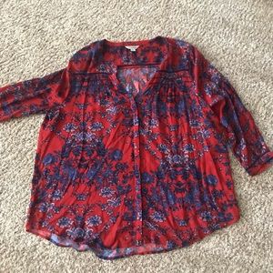 Button Down Blouse with lace detailing